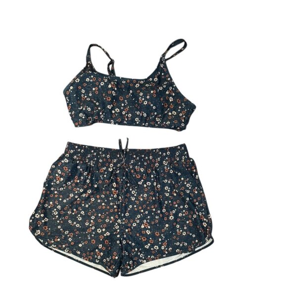 Floral Print Swimsuit Set Size XL | Two-Piece Swim Top & Shorts Tankini Style - Picture 1 of 7